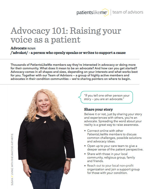 PatientsLikeMe advocacy guide